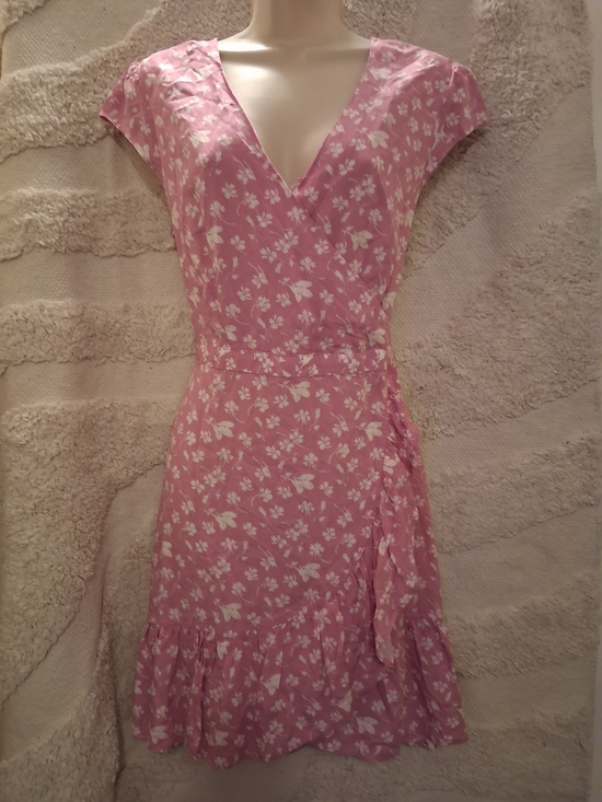 J. Crew Pink Floral Wrap Mini Dress - Picture 3 of 3